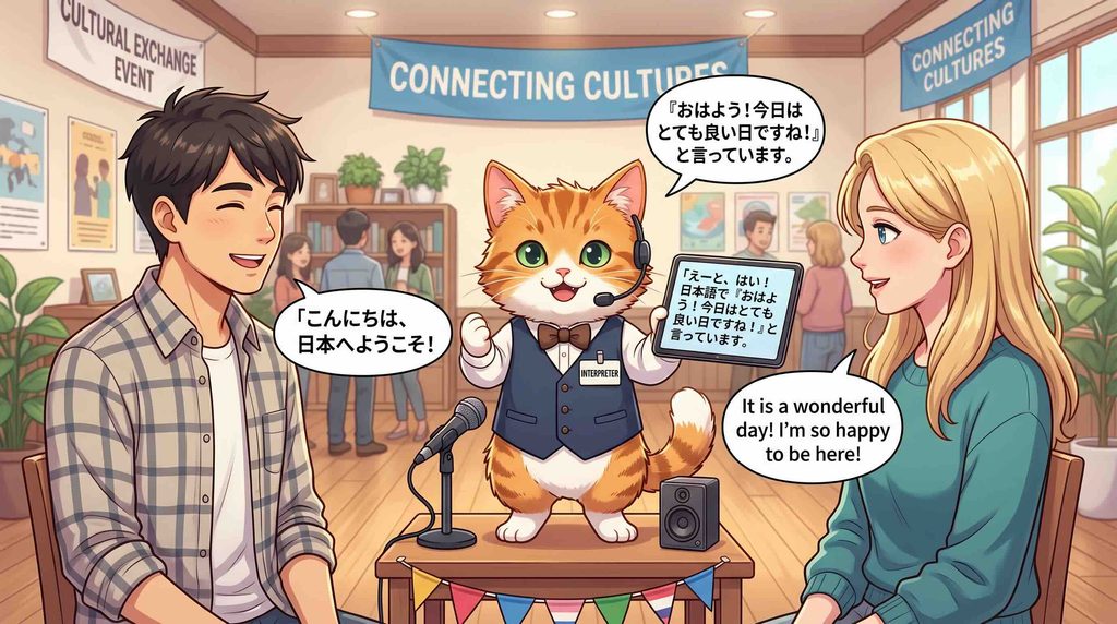 ポケトークと生成AIについて語るねこ