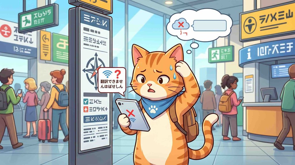 Papagoのオフライン翻訳の使い方がわからない猫