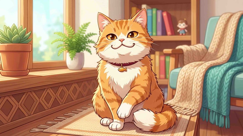 ポケトークについて説明する猫