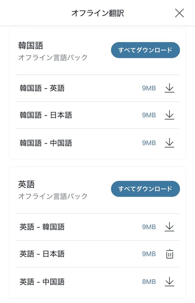 Papagoのオフライン翻訳の使い方3