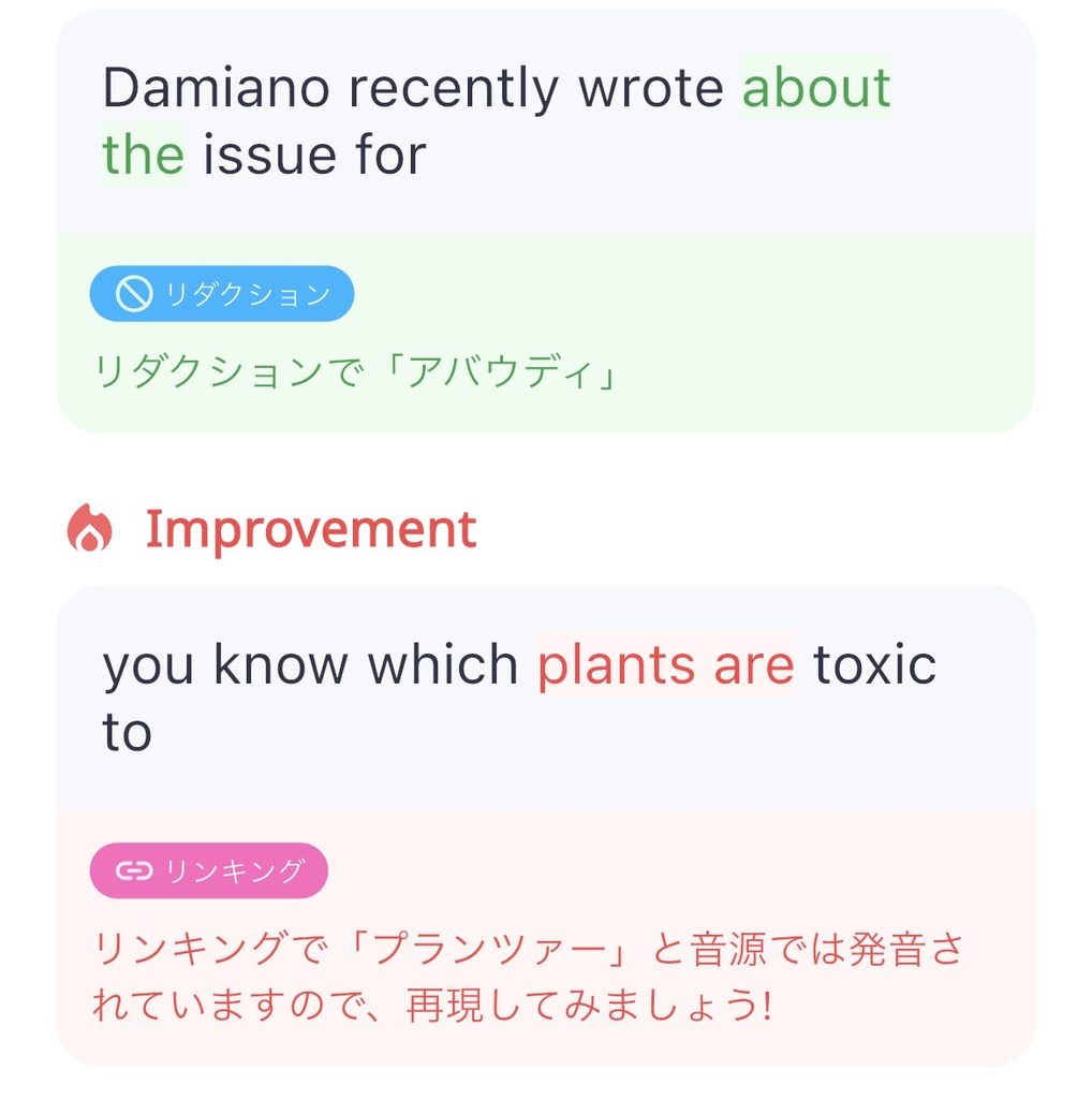 シャドミーによる添削の様子