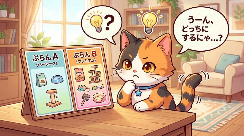 プレミアムとプレミアムプラスはどっちがおすすめか悩む猫